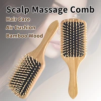 natural wood paddle scalp cushion comb head care healthy bamboo comb for scalp massage tangled hair brush comb