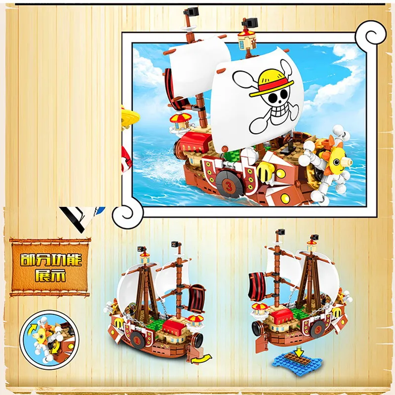 Sy6299 432Pcs One Piece Sunny Pirate Ship Monkey D Luffy Model Blocks Construction Building Bricks Gift Toys For Children