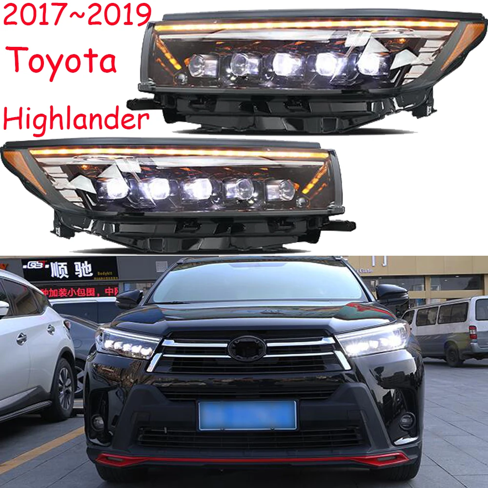 2 шт.~ 2019y автомобильный bupmer головной светильник для Toyota фара highlander Kluger автомобильные аксессуары светодиодный противотуманный фонарь highlander налобный фонарь