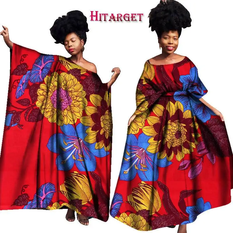 Винтажные африканские платья для женщин Bazin Riche Kanga одежда большой халат Vestidos Dashiki Африканские Восковые платья с принтом Одежда WY1701 - Цвет: 13