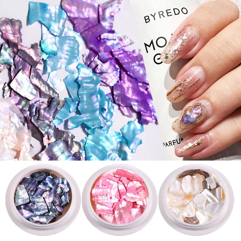 1 коробка нерегулярные симфония морская оболочка хлопья натуральные ногти Abalone