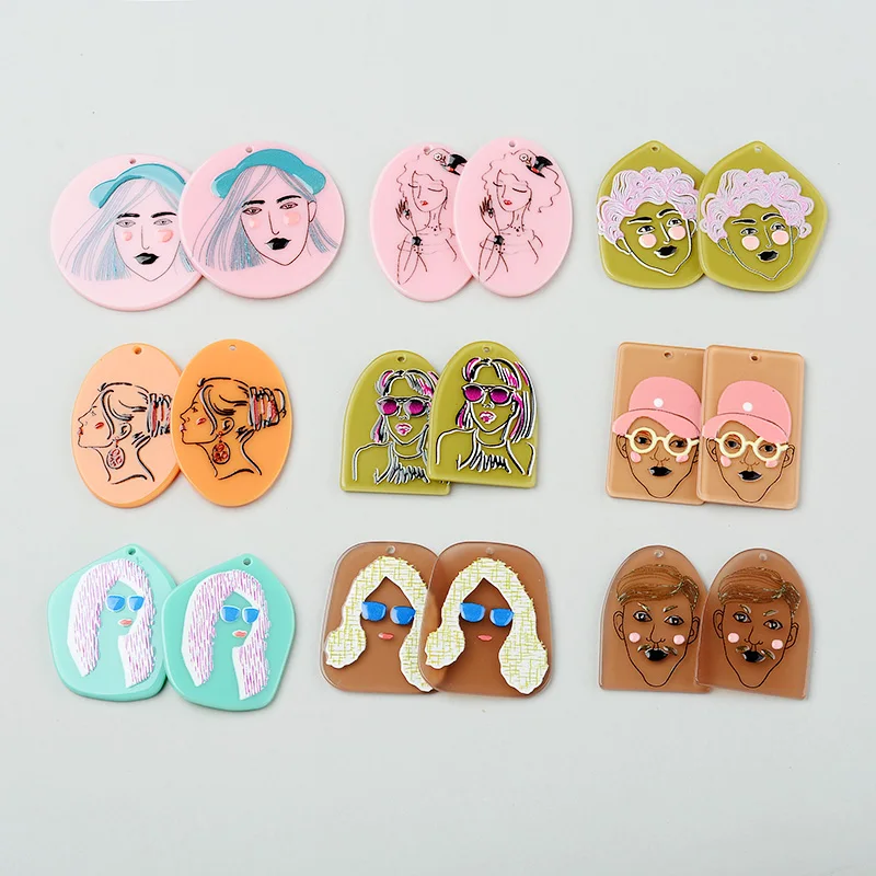 

6PCS/lot Sexy Beauty Portrait Jewelry Accessories Hand Made Earrings Connectors DIY Pendant Jewelry Findings Components Charms
