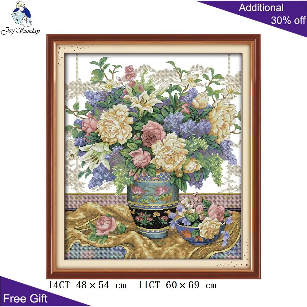 Joy Sunday ваза цветы украшение для дома H276 14CT 11CT штампованная и Счетная Восточная