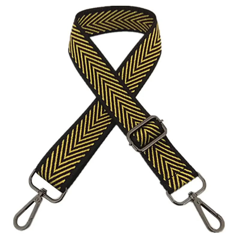 gold black buckle Для женщин DIY сумка Широкий ремень сумки Сумка через плечо Декоративная Сумка "Почтальон" на ремне Регулируемая сумка ремень полосатый нейлоновый ремешок Лидер продаж - Цвет: gold black buckle