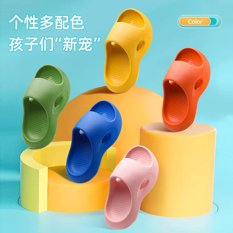 

2022 Summer Baby Slippers Indoor Sandals Sandalias Female EVA Child Sandales Elastic Band Step On Shit Bathroom Bath Non-Slip