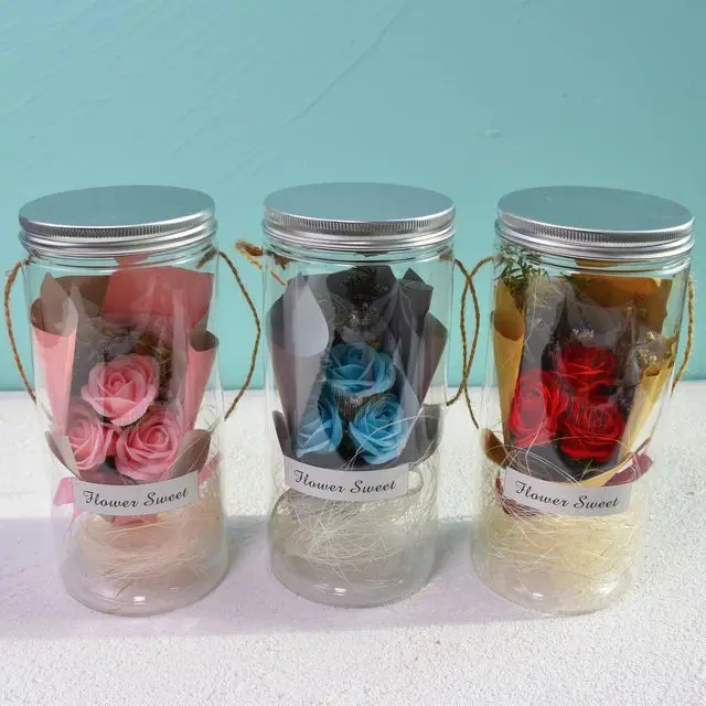 Aromatherapy Soap Rose LED Flower Plastic Bottles Wedding Artificial Valentines Day Mothers Christmas Gift |