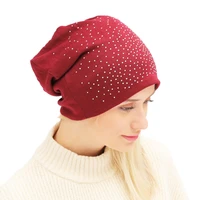 womens point drill knitted warm hats autumn winter pullover hat outdoor ear protection caps