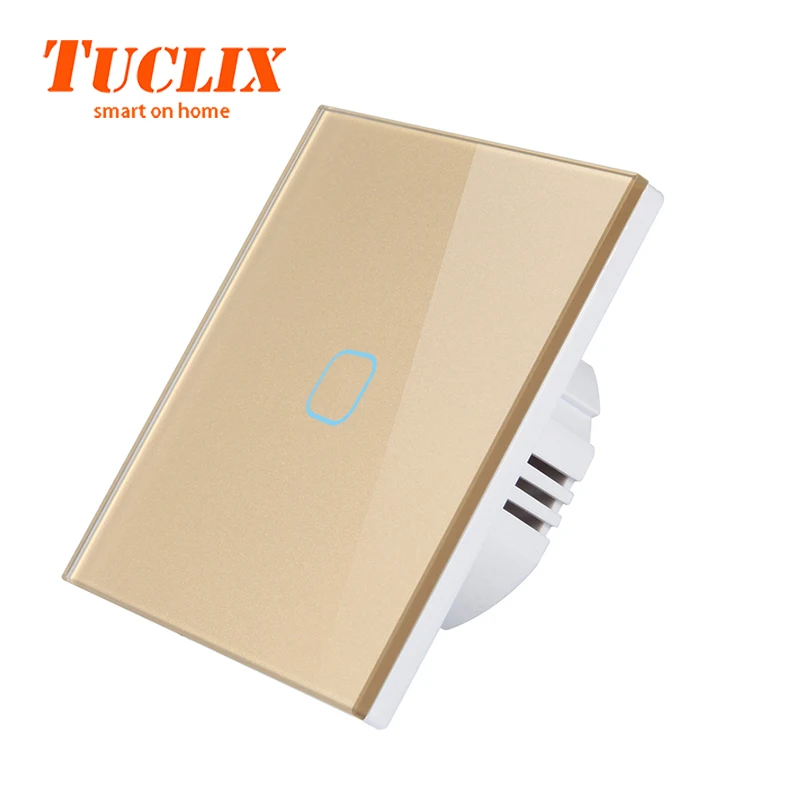EU-TS-01 Glod Tuclix ЕС/Великобритания 110-240V 1/2/3 1Way настенный сенсорный выключатель светодиодный светильник Сенсорный экран переключатель Стекло Панель переключатель - Цвет: EU-TS-01 Glod