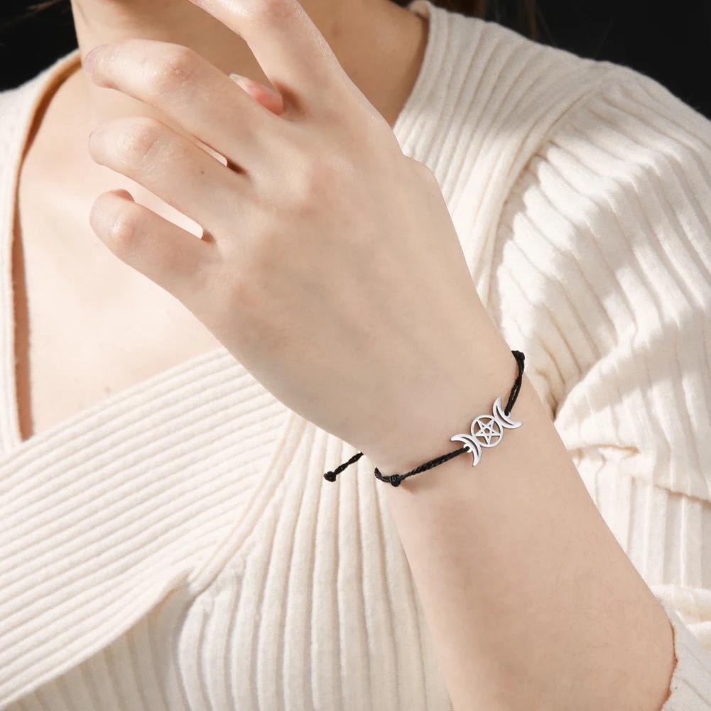 Skyrim браслеты богини на руку для женщин пентаграмма из нержавеющей стали Moon Wicca