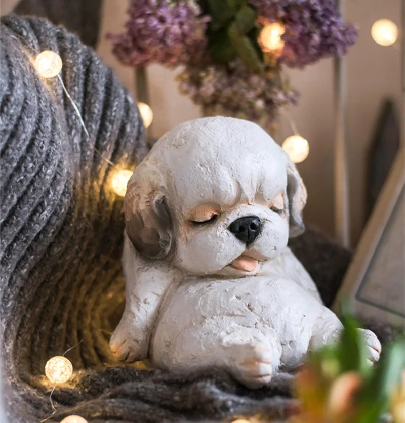 

[MGT] European Creative resin sculpture sleepy pet koala/dog modern home garden decoration crafts living room decoration statues
