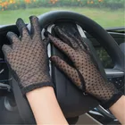 2021 Новые летние перчатки Для женщин с пикантным кружевным плетением черного цвета для вождения перчатки с защитой от УФ Защита от солнечных лучей, для девушек, элегантное, полный палец танцевальные перчатки