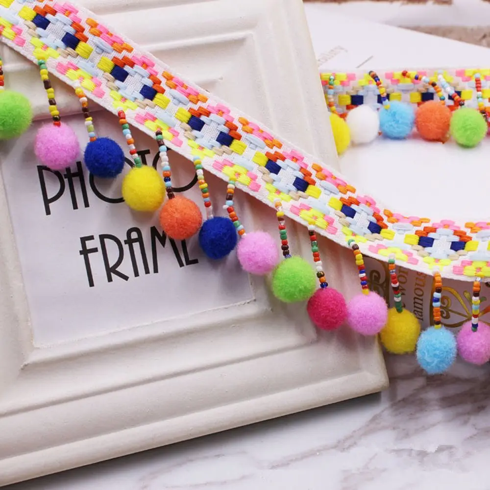 1 ярд ручная работа украшенная бисером кисточками кружевной лентой помпоном