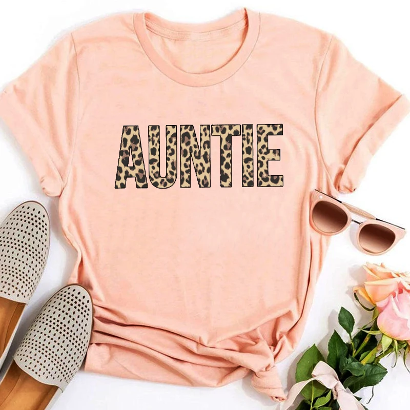 

Leopard Auntie Shirt Leopard Print T Shirts Kawaii Women Clothes Aunt Life Gift for Aunt Fashion Women Auntie Tops Harajuku