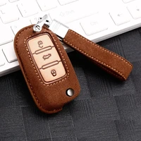 leather key case for car key cover for vw new passat lavida tiguan car accessories car styling keychain keyring ring