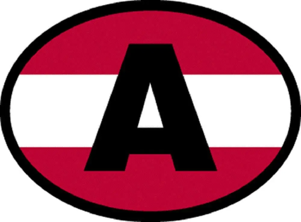 Austria Code with Flag Sticker - Orignal Artwork Vinyl Reflective Germanic Oval Decal | Car Stickers