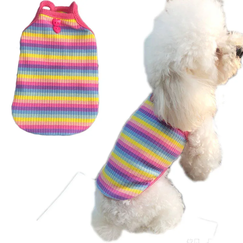 Радужная Одежда для собак летняя жилетка домашних питомцев рубашка маленьких