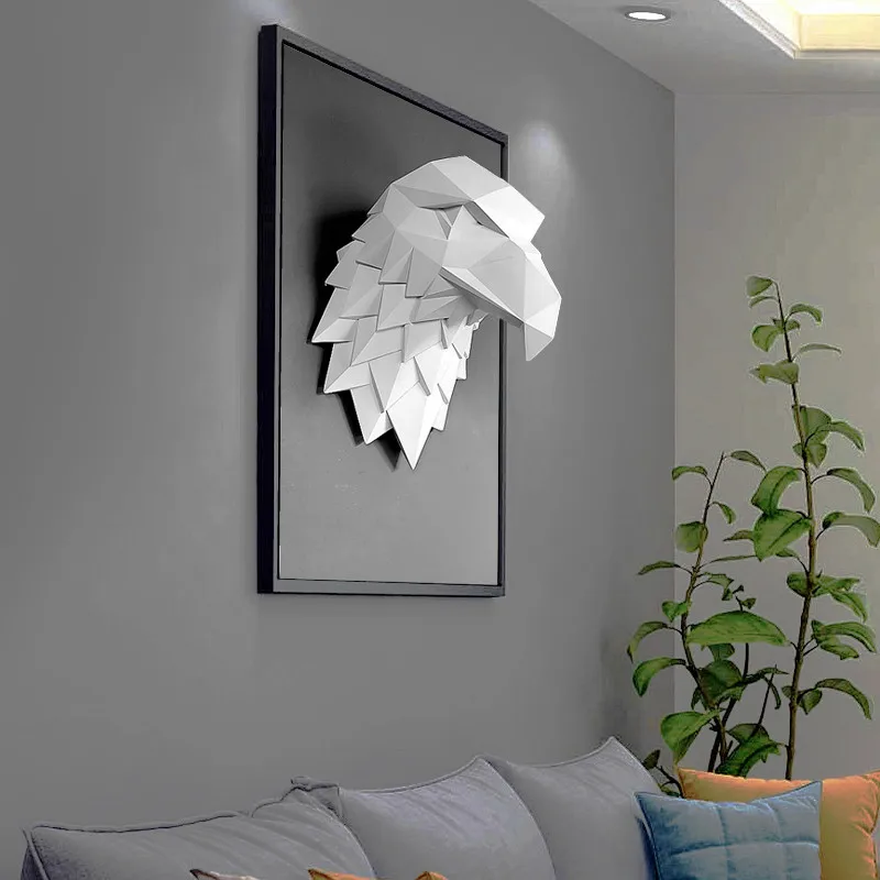 

[HHT] Geometric 3D Wall Hanging Decor Resin Eagle Head Sculpture Ornaments Living Room Bar TV Background Wall Home Decorations