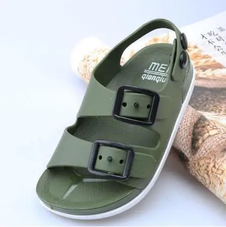 

Летние кожаные сандалии для мальчиков, детская пляжная обувь на плоской подошве, детские спортивные мягкие Нескользящие повседневные санд...