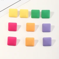 2021 street style candy color resin acrylic square stud earrings for women minimalist korean fashion geometric earring wholesale