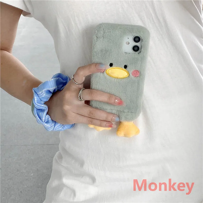3D Cute Cartoon Duck Case For Samsung S21Ultra S21 S20 S10 S9 S8 Plus Note 20 10 A02S A12 A32 A42 A52 A72 Embroidery Plush Case