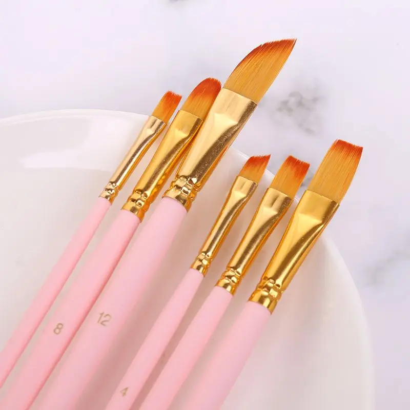 

12pcs Paint Brushes Fine Nylon Hair Round Filbert Angel Flat Paintbrushes Tools PXPA