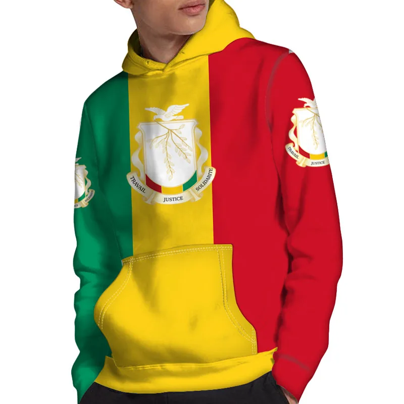 Guinea Hoodie Diy Free Custom Name  Gin Sweatshirt Nation Flag Country French Gn Guinean Republic Guinee Print Photo Clothes