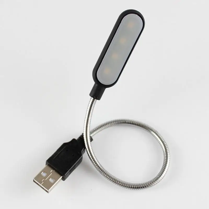 Гибкий портативный USB книга свет 4 светодиодный s лампа для чтения ночник мини-светодиод лампа клавиатура компьютер ноутбук настольные лампы