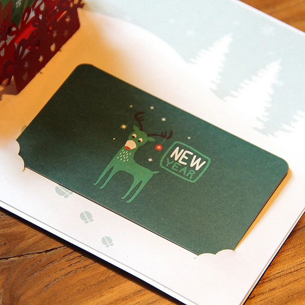 3D Рождественские стереоскопические поздравительные открытки цветная печать