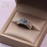 zn new shiny tree branch ring of redbluegreenpurple crystal leaves rings for women unique punk branch wedding ring jewelry