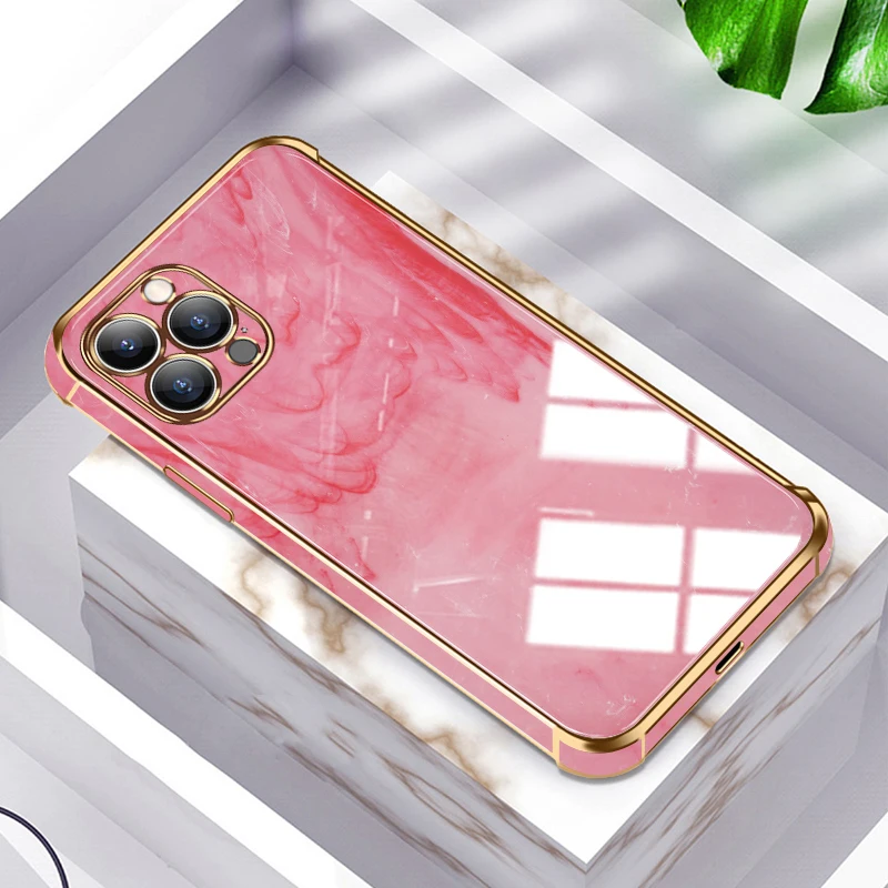 

Marble Texture Plating Case For iPhone 13 12 11 Pro Max XS XR X 8 7 Plus Phone iPhone13 13Pro iPhone 13 Pro Max Shockproof Cover