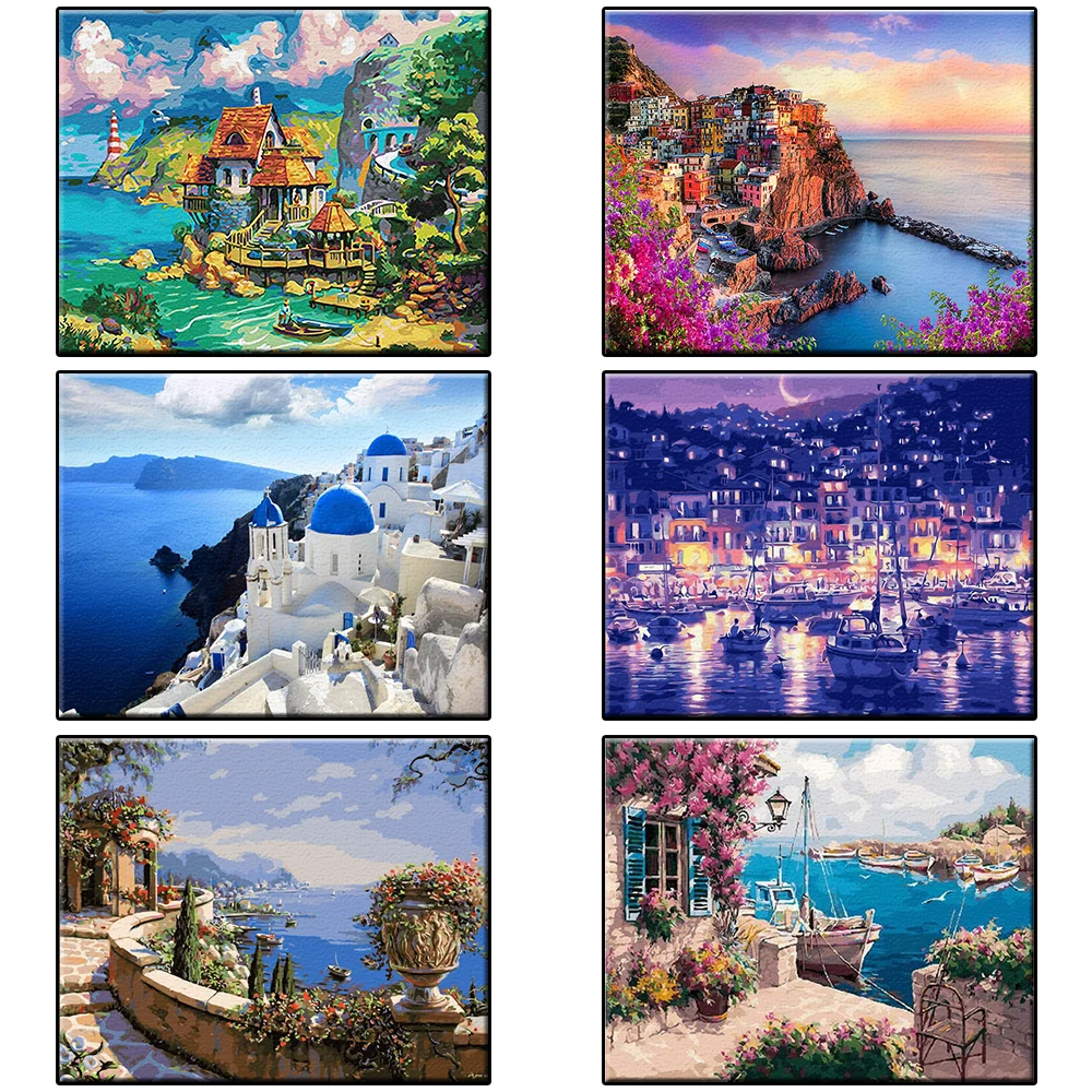 

Набор для рисования по номерам на холсте морские пейзажи