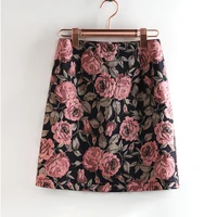 vintage embroidered jacquard skirt women 2022 new high waist bag hip mini pencil skirts elegant slim office ladies bottoms