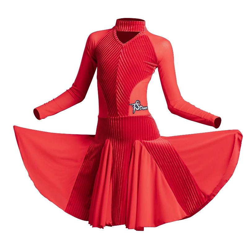

2020 Latin Dance Dress For Girls Long Sleeve Dress Kids Salsa/Ballroom/Tango/Chacha Latin Dance Competition Dresses Wear
