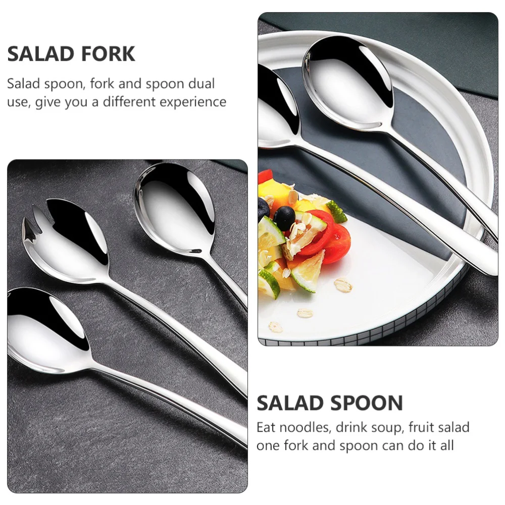 

1 Set Salad Dessert Fruit Flatware Stainless Steel Spoon and Fork (Silver)