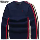 Мужской трикотажный свитер, повседневный пуловер из 100% хлопка, с длинным рукавом, с вышитым логотипом, весна-осень, M-3XL