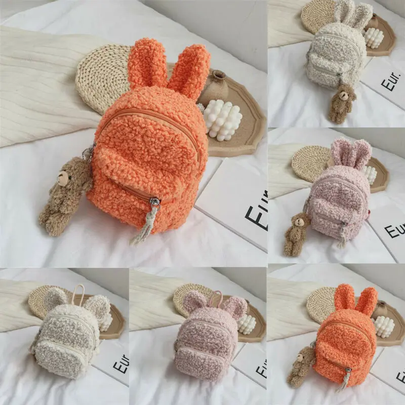 Новый 1 шт. девочек дети мультфильм милый флис рюкзак на молнии школьный сумка