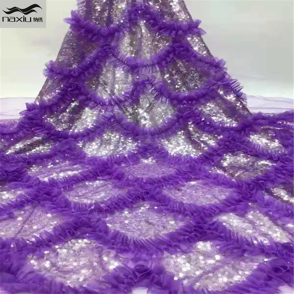 

Лидер продаж, кружевная ткань Madison с 3D цветами, роскошная модная кружевная ткань с блестками для свадебного платья, французская африканская ...