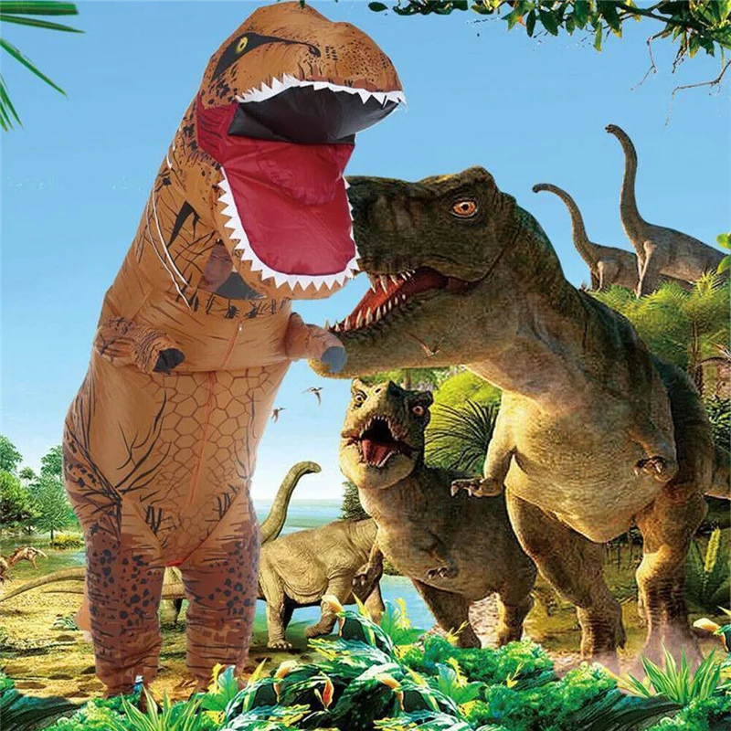 Disfraz de dinosaurio inflable t-rex para ni&ntilde;os y adultos, conjunto de Cosplay, Jurassic, Halloween-0