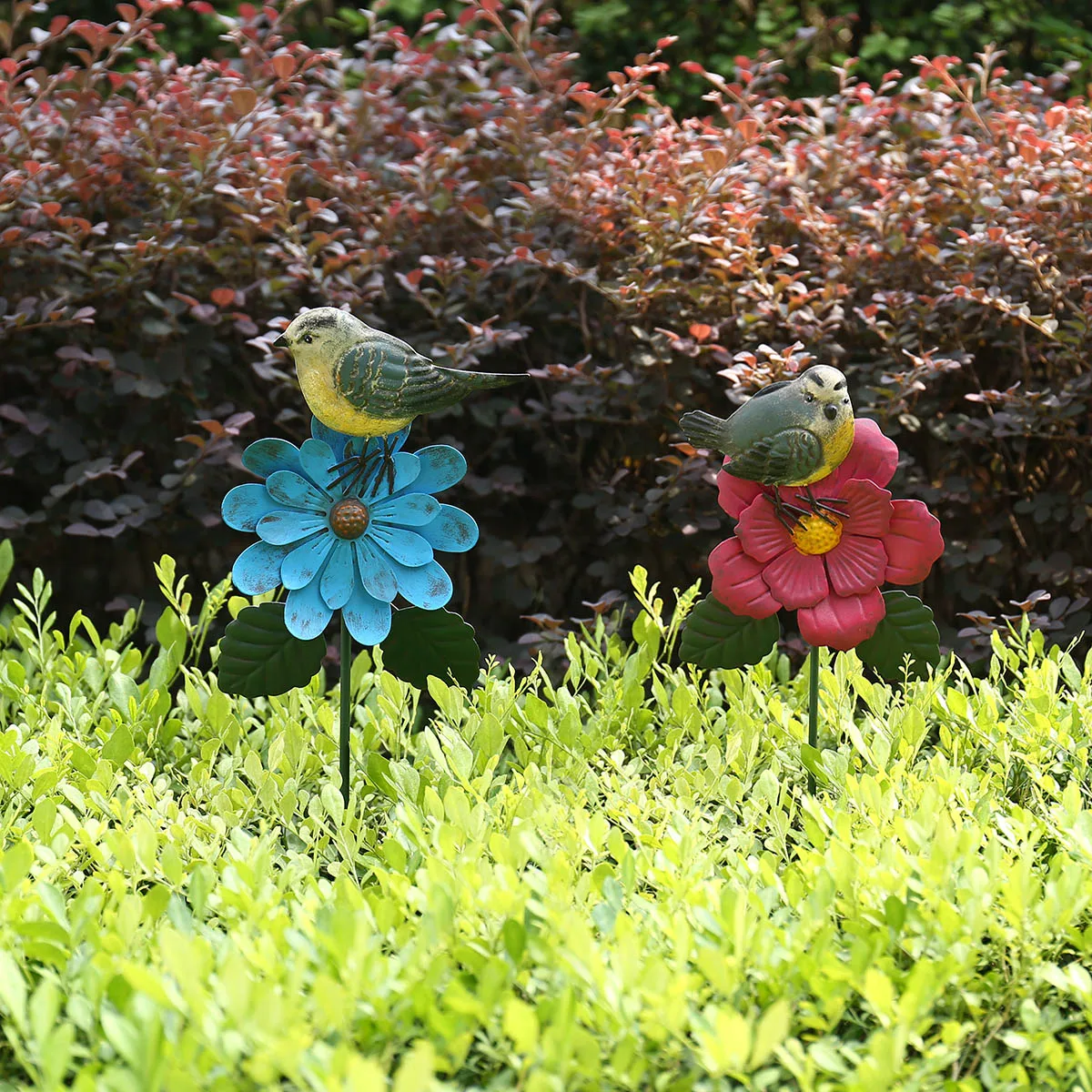 New Miniature Garden Bird and Flower Stake Goldfinch Creative Iron Yard Fall Decor Outdoor Lawn Decoration | Дом и сад