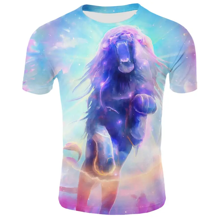 

2021 New 3D Lion T-shirt Men's Animal T-shirt Cool 3D Style Pattern 3DT Shirt Summer Trend Short Sleeve