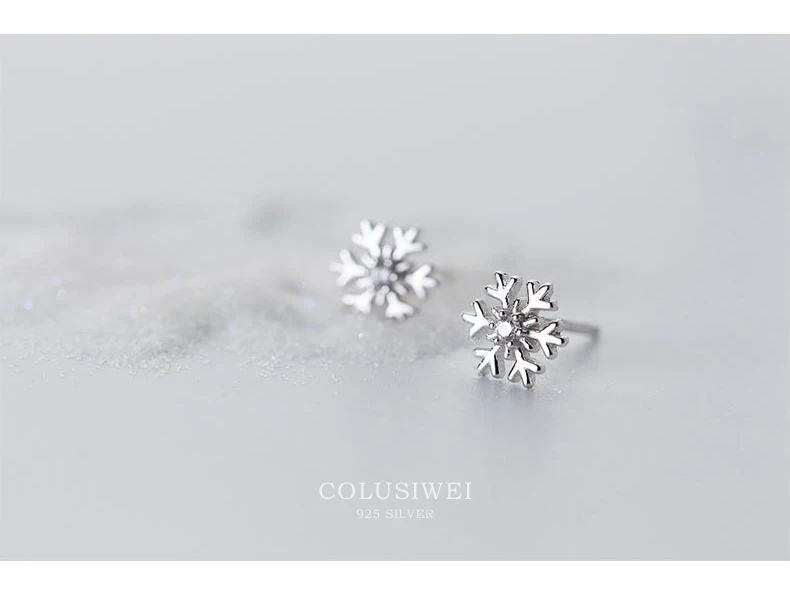 Colusiwei, настоящее 925 пробы, серебряный глаз, прозрачный CZ, серьги-гвоздики для женщин, модная Снежинка, ювелирное изделие, стильный корейский стиль, ювелирное изделие