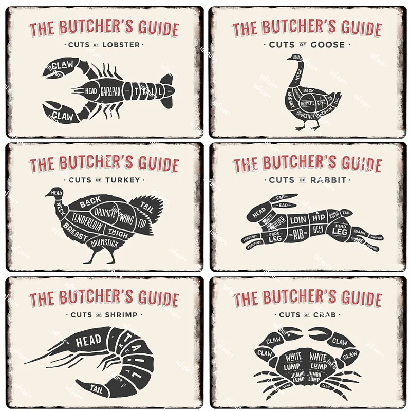 Мясник магазин нож металлическая пластина Оловянная табличка винтажный Декор