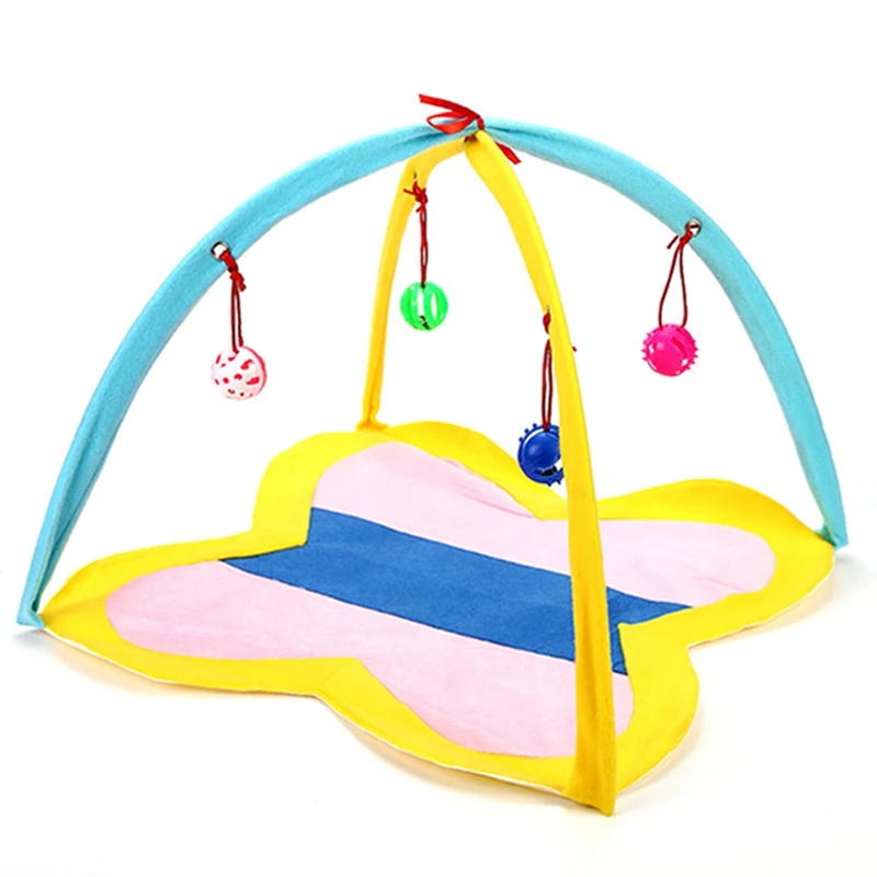 Pet Cat Toys Funny Tent with Hanging Ball Fold Bed Mat Exercise Activity Portable Supplies Indoors | Дом и сад