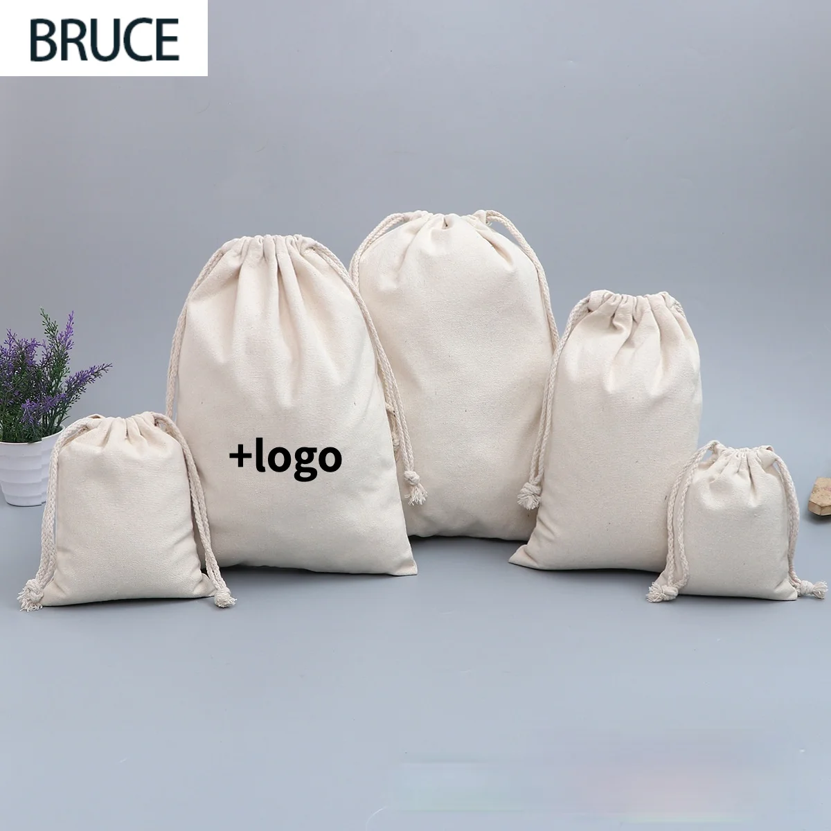 

Cotton Gift Bag T/C Drawstring Pouch Packaging Jewelry Makeup Party Gift Candle Reusable Sachet Custom Pocket Print Logo 100PCS