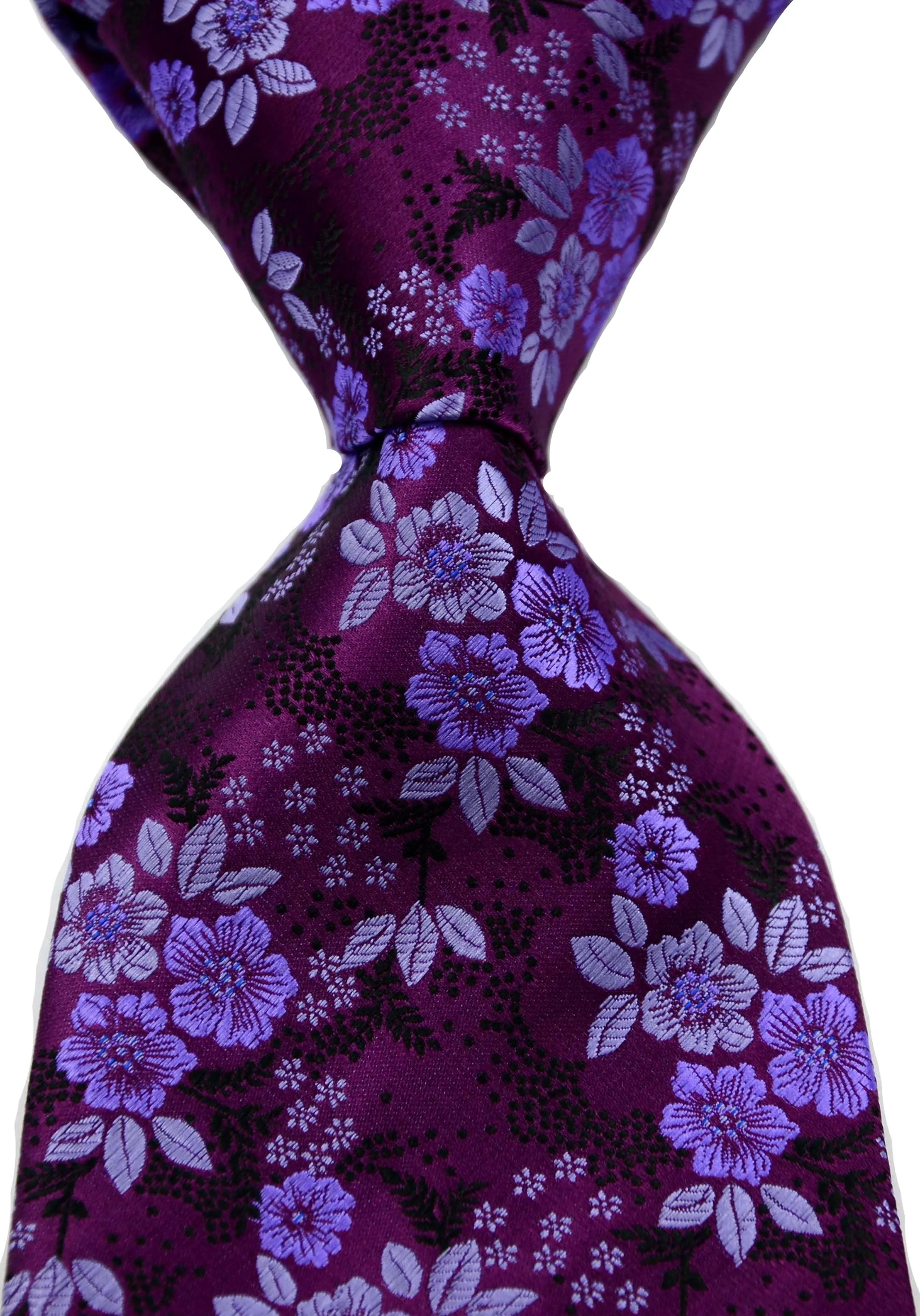 

Men's Floral Tie 100% Silk Paisley Gray Purple Jacquard Party Wedding Woven Fashion Design Necktie