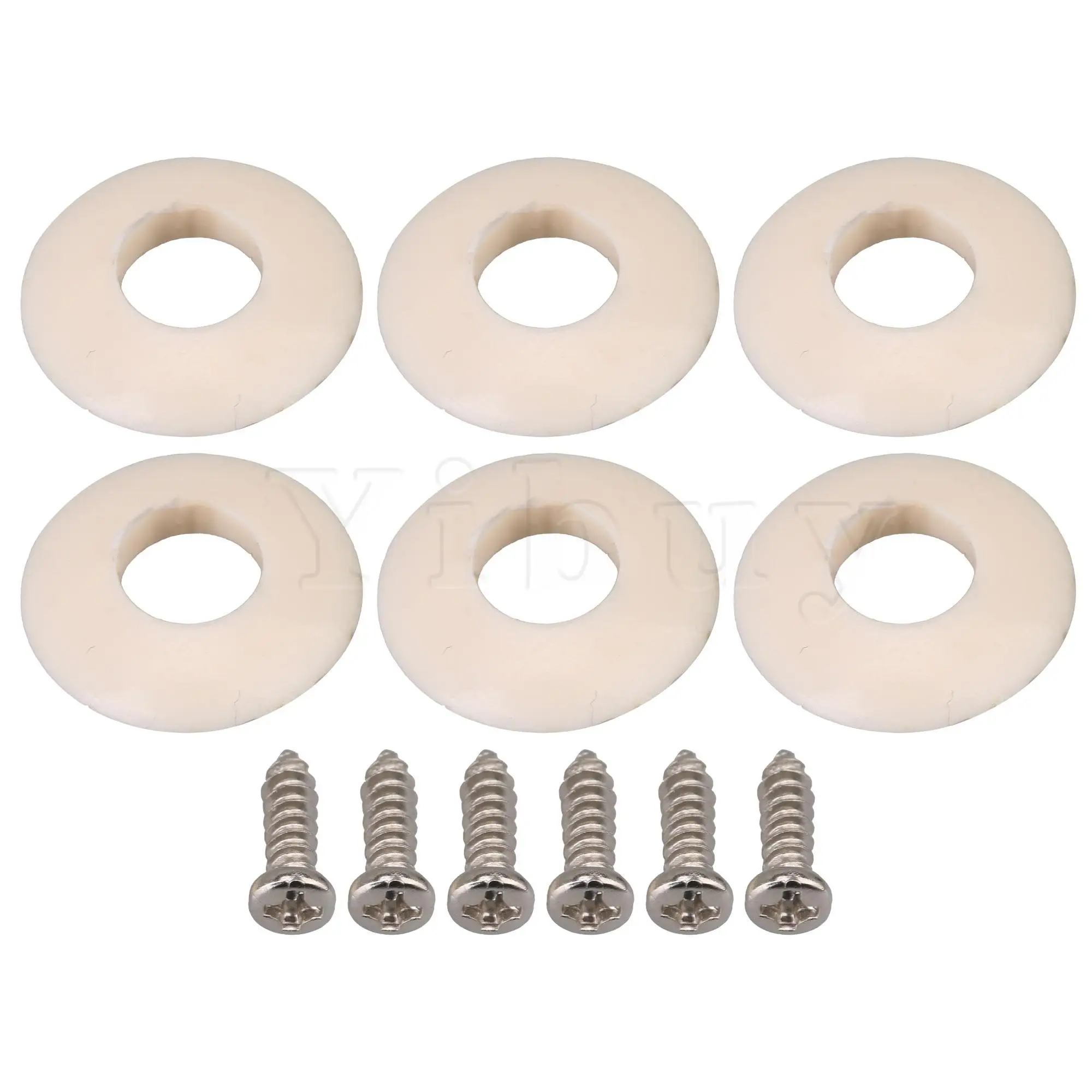

Yibuy White Plastic Guitar Tuner Ferrules Washers Gasket w/Screws for Guitar Parts Accessories Pack of 6