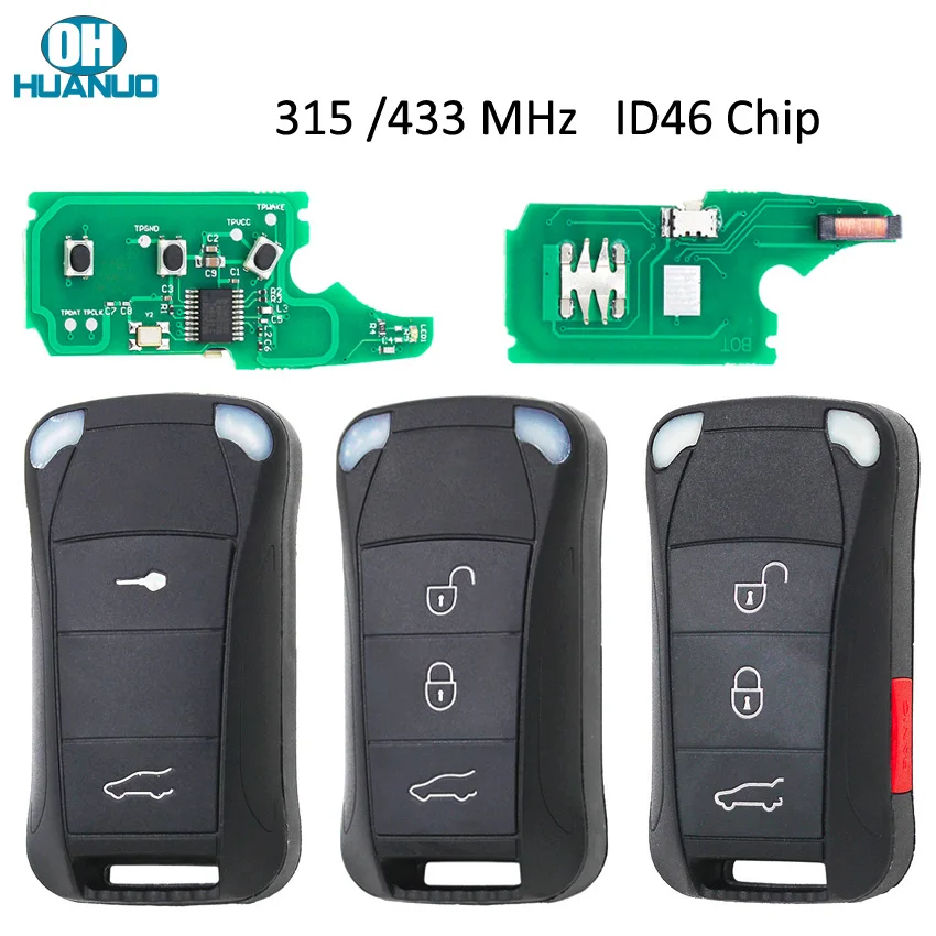 Пульт дистанционного управления 315 МГц/433 МГц 2 кнопки 3 4 чип для Porsche Cayenne 2004 2005 2006