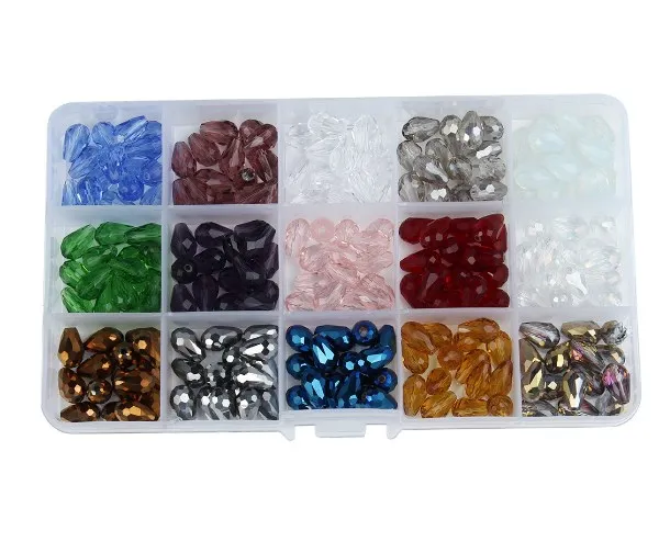 

Multi-Color in box 8*12mm Crystal Tear Drop Shape Beads Glass Loose Spacer Round For Jewelry Making