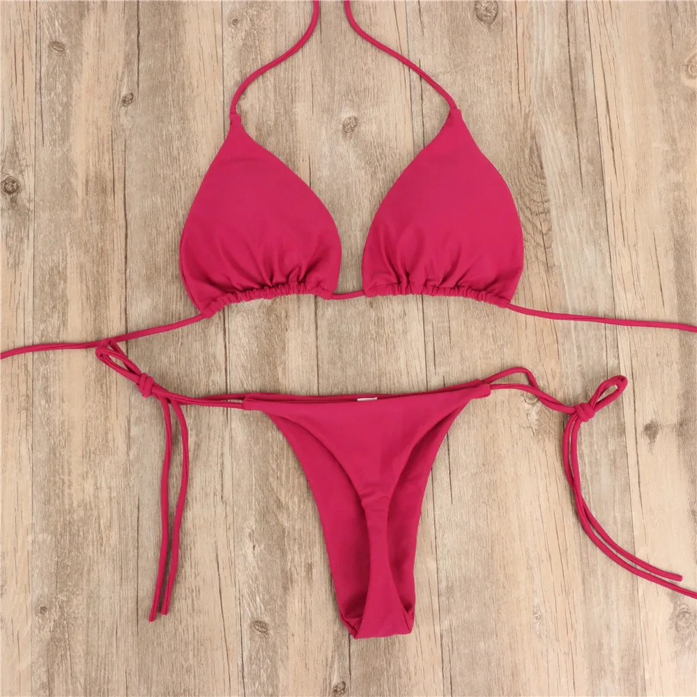 

Bikini Set Women Summer Swimwear Two-piece G-String Beach Wear Bathing Suit Womens Sexy Solid Padded Push Up New Fashion Clothes