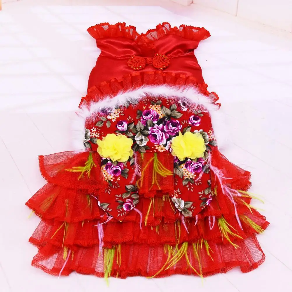 

Pet Tang Costume Flower Pattern Fashion Puppy Mesh Skirt Pet Skirt Lovely